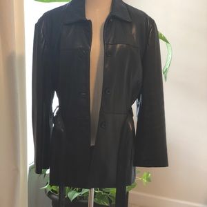 Women’s Black Leather Jacket with Belt